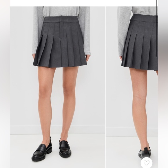NWT Le Bob Revolve Serena Gray Pleated Mini Skirt